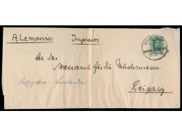 3 Belege mit aptiertem Segmentstempel  Deutsche Seepost ... Hamburg-Amerika Linie  22.12.25 (Streifband mit Spanien-Frankatur