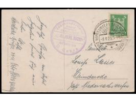 Bordstempel  "Jahrhundertfeier Seebad Helgoland 1826 - 1926 / 8. Aug. 1926 / auf hoher See D. Cobra"  und Ortswerbestempel He