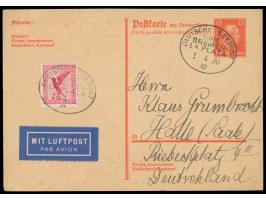 Ovalstempel Deutsche Seepost  Linie Bremen - La Plata e  1.4.30,  Dampfer Sierra Ventana,  auf Ganzsachen-Frageteil 15 Pf. Sc