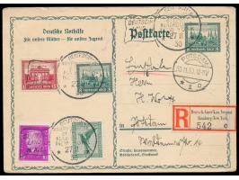 Flaggenstempel Deutsch-Amerikanische Seepost  Hamburg - New York / Deutschland H.A.L.  27.11.30 auf Nothilfe-Ganzsache 8 Pf. 