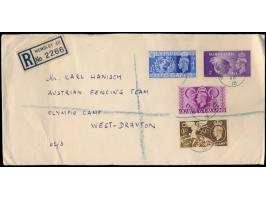 Olympiade London 1948,  Umschlag (21,5 x 10,6 cm) mit rückseitigem Eindruck  "Oesterreichisches Olympisches Comité Wien"  und