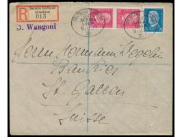 2 x Stempel Deutsche Seepost  Ost-Afrika-Linie m  9.11.31 auf  Einschreibbrief  mit 2 x 15 Pf. und 1 x 25 Pf. Hindenburg in d