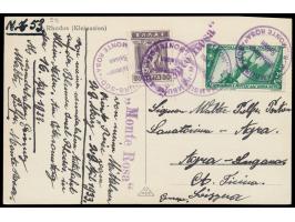 Bordstempel  Hamburg-Süd Mittelmeer-Reisen M. S. "Monte Rosa"  und L1 "Monte Rosa" als Entwertung auf Ansichtskarte Rhodos mi