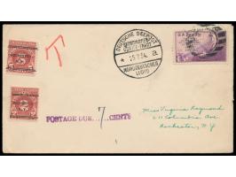 seltener Stempel Deutsche Seepost  Skandinavien - Ostseefahrt  Norddeutscher Lloyd * a 25.7.34 auf Brief mit USA-Frankatur na