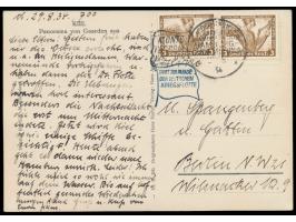 Flaggenstempel Deutsche Schiffspost ...  Hamburg - Südamerika / Monte Pascoal H.-S. D.-G.  29.8.34 und  Zusatzflagge  "Fahrt 