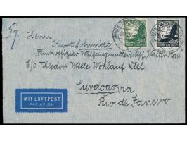 Dt. Reich 50 Pf. und 100 Pf. Flugpost auf Luftpostbrief mit Stempel  Berlin-Zentralflughafen  28.10.37 an einen Funkoffizier 