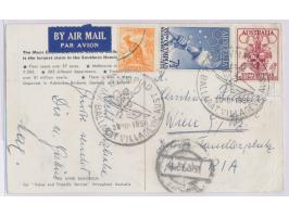 Australien, Ansichtskarte des Myer Tower Melbourne im Olympiaschmuck als Luftpostkarte nach Wien, Australien-Frankatur 12 d.,