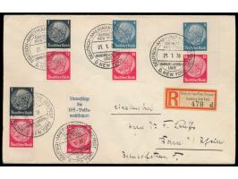 Stempel Deutsch-Amerikanische Seepost  Hamburg - New York ... D. New York  21.1.38 auf  Einschreibbrief  mit Zusammendruck-Fr