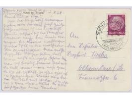 Stempel  Deutsche Schiffspost /   Norddeutscher Lloyd / Englandfahrt  2.8.38 auf Ansichtskarte mit 15 Pf. Hindenburg nach Olb