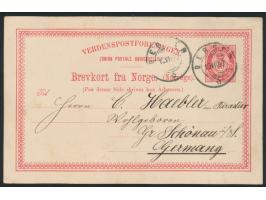 Norwegen-Ganzsache &nbsp;10 Öre mit Stempel Bergen 13.7.1890 nach Großschönau, rückseitig handschriftlicher Absender &nbsp;..
