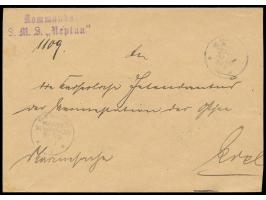 MSP No. 29  31.3.04,  S.M.S. Neptun  (Torpedoschulschiff) in Arendal, zwei Abschläge auf Dienstbrief "Marinesache" nach Kiel,