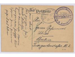 Briefstempel  Kaiserliche Marine / N. S. Jershöft  und Bahnpoststempel  Schlawe - Stolpmünde  Zug 932 18.1.15 auf Feldpostkar