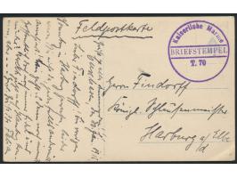 Briefstempel &nbsp;Kaiserliche Marine / T. 70 &nbsp;als alleiniger Aufgabestempel auf Ansichtskarte &quot;Der misslungene eng