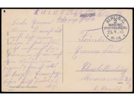 Stempel  Berlin C. 2 Marine-Postbureau  23.9.15 auf Ansichtskarte aus  Cattaro  nach Berlin-Charlottenburg, handschriftlicher