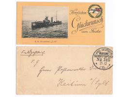 Stempel  MSP No. 315  21.12.15,  V. Vorpostengruppe der Hafen-Flottille der Jade / Weser,  auf kleinformatigem Feldpostbrief 
