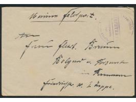 Briefstempel  Kaiserliche Marine / Kommando der Unterseeboots-Abteilung  als alleiniger Aufgabestempel  auf Feldpostbrief nac