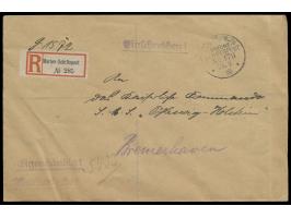 Stempel  MSP No. 176  28.9.17,  Werkstattschiff Bosnia,  auf Dienst-Einschreibbrief "Marinesache" nach Bremerhaven,  R-Zettel