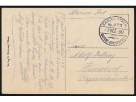Stempel  MSP Nr. 478  7.12.1917,  VI. Minenräum-Division,  Ansichtskarte  Libau  mit Absenderangabe "... I. Mutterschiff ..."
