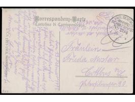 Stempel  MSP No. 204  15.2.18, Deutsche Unterseebootsflottille Mittelmeer Pola, auf Ansichtskarte nach Cottbus, handschriftli