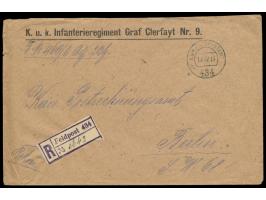 Stempel  K. u. k. Feldpostamt 434 a  19.4.17 auf Dienst-R-Brief nach Berlin, vorderseitiger Absendereindruck "K. u. k. Infant