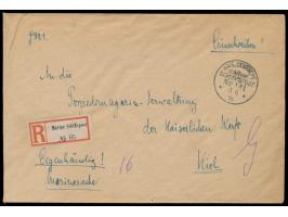 Stempel  MSP No. 131  13.6.18,  II. Unterseeboots-Flottille  auf Beischiff Irene,  Einschreibbrief  "Marinesache" nach Kiel, 