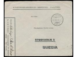 Geschwader Graf Spee,  Kriegsgefangenen-Vordruckumschlag mit vorderseitigem Absendereindruck "...  Ex S.M.S. Dresden - Intern