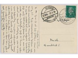 Stempel  ... Deutsche Marine-Schiffspost Nr. 66  22.5.30 ("Kais." aptiert),  Linienschiff Hessen,  während der Verbandsreise 