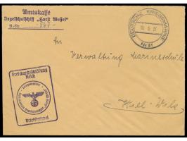 Stempel  Deutsche Kriegsmarine Nr. 31  15.5.37 auf  Dienstbrief "Frei durch Ablösung Reich", Briefstempel  Kommando Segelschu