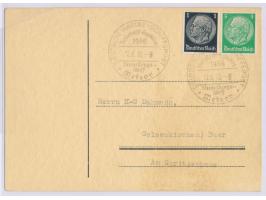 Stempel Deutsche Marine-Schiffspost  Nordatlantik-Expedition 1938 Vermessungsschiff Meteor  12.6.38, zwei Abschläge auf Postk