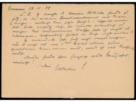 Ganzsachen-Frageteil 5 Pf. mit Absenderstempel &nbsp;&quot;Admiral Souchon ...&quot; &nbsp;und eigenhändig geschriebenem Kart