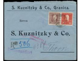 K. u. k. Feldpost  2. Ausgabe 30 H. und 3. Ausgabe 20 H. auf  Einschreibbrief  mit Stempel  K. u. k. Etappenpostamt Granica b