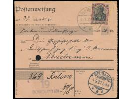 Einzelfrankatur 50 Pf. (ohne Aufdruck, einige Zahnspitzen mit Stockpunkten) während der Verwendungszeit der Aufdruckausgaben 