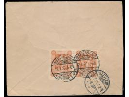 Nachnahme-Einschreibbrief  mit 1. Mailänder Ausgabe 2 x 20 Pf. (rückseitig) und 1 M. (vorderseitig), Stempel  Marienburg (Wes