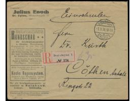 Mischfrankatur Plebiszit-Ausgabe 15 Pf. mit Dt. Reich 75 Pf. (Mitläufer) &nbsp;rückseitig auf &nbsp;Einschreibbrief &nbsp;mit