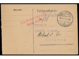 Drucksachenkarte mit Stempel Beuthen (Oberschl.) g 28.6.21 und roter L2  P.A. Beuthen (Oberschl.) / Gebühr bezahlt.  nach Lei