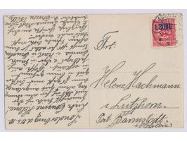 1. Zone,  Einzelfrankatur 10 Öre auf Ansichtskarte mit dänischem Stempel  Sönderborg  (mit Nr. 1) 22.6.20, nach Barmstedt, Be