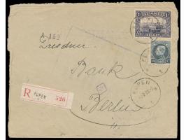 Eupen,  Mischfrankatur  Eupen 1 Fr.  mit Belgien 50 C. auf   Einschreibbrief an die Dresdner Bank in Berlin, Stempel Eupen 14
