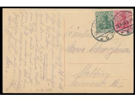 zwei Ansichtskarten (Langgasser Tor und Langebrücke) mit  Vorläufer-Frankatur  5 Pf. + 10 Pf. Germania, beide Stempel  Danzig