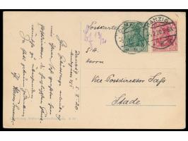 zwei Ansichtskarten (Langgasser Tor und Langebrücke) mit  Vorläufer-Frankatur  5 Pf. + 10 Pf. Germania, beide Stempel  Danzig