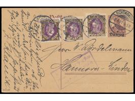 4 x Gitterstempel  Schönbaum  2.4.21 auf Ganzsache 15 Pf. mit Zusatzfrankatur 3 x 5 Pf. nach Hannover, Bedarf
