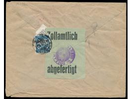 Luftpost-Einschreibbrief aus Riga / Lettland 12.1.29 nach Danzig, rückseitig großer grüner Aufkleber  "Zollamtlich abgefertig