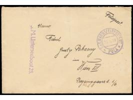 Stempel K. u. k. Marinefeldpostamt Pola 23.10.18 und seltener violetter L1 &nbsp;S. M. Unterseeboot 28 &nbsp;auf Feldpostbrie