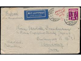 Luftpostbrief  mit Stempel Danzig-Oliva 19.7.36  nach Niederländisch-Indien  mit 1 G. Flugpost, eine weitere Marke auf dem Tr
