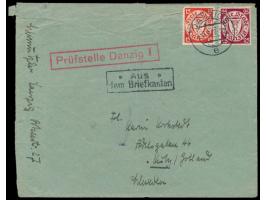 15 Pf. und 25 Pf. (beide Mängel) auf Auslandsbrief nach Schweden, Stempel  Danzig 5  3.9.39, R2  "Aus dem Briefkasten" , vord