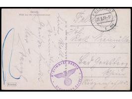 Stempel Feldpost I dzg 29.9.39 und Briefstempel  SS-Heimwehr Danzig / Sturmbann Goetze  auf Ansichtskarte nach Bad Harzburg, 