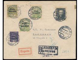 Polnische Post, &nbsp;Mischfrankatur &nbsp;1 Zl. mit senkrechtem Aufdruck &nbsp;(1933) &nbsp;&nbsp;mit 1 0 Gr. dünner Aufdruc