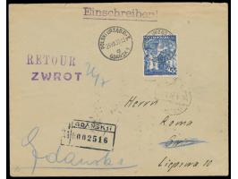 Polnische Post, &nbsp;Einzelfrankatur 55 Gr. &quot;20. Jahrestag der Republik Polen&quot; auf &nbsp;Einschreibbrief &nbsp;nac