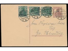 Mitläufer-Ganzsache  15 Pf. mit Zusatzfrankatur Aufdruckausgabe 3 x 5 Pf., Stempel  Zoppot e  3.11.20, nach Groß Plehnendorf,