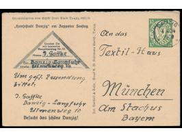 Lotterie-Ganzsache  10 Pf. mit Bild "Hansestadt Danzig am Zoppoter Seesteg", Maschinenstempel Danzig 5 4.4.34, nach München, 