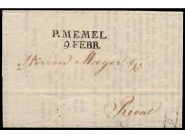 L2 &nbsp;P. Memel / 9 Febr. &nbsp;auf Faltbrief nach Reval, mit gedrucktem Inhalt &nbsp;aus Newcastle &nbsp;vom 14. Januar 18